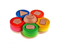 Legno Forma Colore Riconoscimento Pila Ordina Puzzle Giocattoli, regali di compleanno giocattolo per età 3 4 5 anni in su dei bambini del capretto del bambino del bambino della ragazza del ragazzo