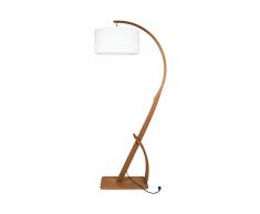 Holtaz Lampada ad arco con Piedistallo IRIS - Lampada da terra in legno con Paralume in tessuto e Attacco E27 per Ufficio Soggiorno Camera da letto Hotel 205 cm di altezza