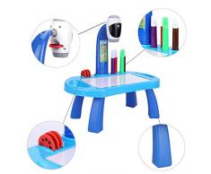 Tavolo da Disegno per Bambini Proiettore Set di Pittura Proiettore da Tavolo Kit di Disegno Giocattoli Educativi Precoci Compleanno Natale Regalo Artigianale per 3 4 5 6 7 8 Anni Ragazzo Ragazza(Blue)