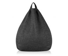 DESHOME - Pouf a sacco con imbottitura sfoderabile per interno e esterno: Puff poltrona sacco tessuto Idrorepellente Artigianale Made in Italy - Light Pouf 65x65x70 cm (Nero grafite)