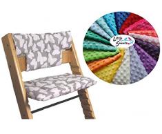 Little Sweetz ** TRIPP TRAPP Cuscino MINKY COLORS ** per Seggiolone Pappa Tripp Trapp - Cuscinetto per Stokke - Copriseduta e Coprischienale in due pezzi - Riduttore per Seggiolone -