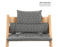 LaLoona Cuscino per Seggiolone Pappa Tripp Trapp - Cuscinetto per Stokke -Copriseduta e Coprischienale in due pezzi - Riduttore per Seggiolone - Grigio e Bianco