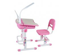 Leomark scrivania tavolo, sedia ergonomica per bambini, basculante scrittoio set di mobili altezza regolabile per lapprendimento, scrivania con cassetto colore ROSA