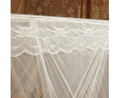 Livecity romantica principessa Lace baldacchino zanzariera senza telaio per Twin Full Queen King letto, Beige, King