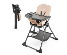 Kinderkraft FOLDEE Seggiolone Pappa, Portatile, Sedia bambini da tavolo, Pieghevole in dimensioni compatte, Schienale e poggiapiedi regolabile, con Vassoio e Cestello, Facile da pulire, Rosa