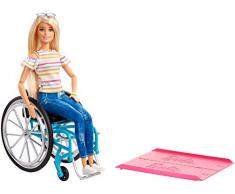 Barbie-GGL22 Fashionistas, Bambola in Sedia a Rotelle, Giocattolo per Bambini 3+ Anni, Multicolore, GGL22
