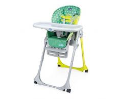 Chicco Polly Easy Seggiolone Pappa Evolutivo per Bambini da 6 Mesi a 3 Anni (15 kg), Seggiolone Reclinabile a Sdraietta Altezza e Poggiapiedi Regolabili, 4 Ruote, Chiusura Compatta - Crocodile, Verde