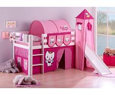 Lilokids Letto a soppalco Jelle Bianco con Torre e Scivolo Angel Cat Sugar