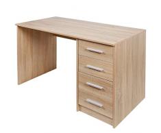 BAKAJI Scrivania con Cassettiera 4 Cassetti Tavolo da Lavoro Porta Pc Computer in Legno MDF Arredamento Casa Ufficio Cameretta Design Moderno Dimensione 110 x 56 x 73 cm (Quercia)
