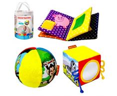 MACIK Giochi Bambini 1 Anno Libri sensoriali + Palla Neonato + Giochi sensoriali per Neonati - Regalo Neonati - Peluche Neonato - Giochi Neonato 0-3 Mesi - Giochi Neonato 9 Mesi -Regalo Bimbo 1 Anno