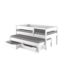 Childrens Beds Home Letto Estraibile per Bambini Bambini Junior con 2 materassi in Schiuma e cassetti Inclusi (160x80, Bianco)