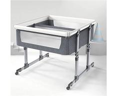 Culla gemellare Culla per Neonati Culla per Neonati Letto per Neonati con Genitori Monitoraggio dellaltezza Regolabile Griglia visiva Mute Ruota Universale Culla per Neonati con (Grigio 1)