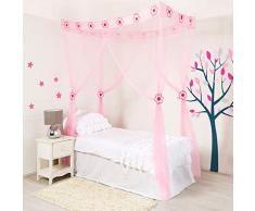 Home and More Store Ltd Mosquito Nets 4 U - Bambini Principessa Fiore Bianco Letto a baldacchino con Pacco Regalo