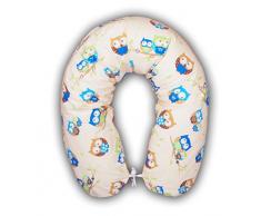 XXL federa per cuscino per allattamento Baby cuscino da riposo lungo cuscino boomerang 170 cm gufo colore: Ecru/blu piccolo