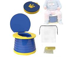 Sedile Vasino Portatile,Sedia da Toilette Pieghevole,Toilette Pieghevole per Bambini,Sedile Vasino Portatile,Sedile Vasino Portatile,Vasino da Viaggio per Interni ed Esterni con Borsa da Viaggio (blu)