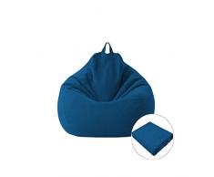 Highdi Pouf Poltrona Sacco Bambini & Adulti Bean Bag Fodera per Sacco di Fagioli per Decorazione della Soggiorno Camera Giardino Salotto Balcone, Senza Ripieno (Blu,80x90cm)