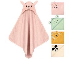 VOBUKE Asciugamano per Bambini con Cappuccio Cotone Accappatoio Neonato Morbido e Super Assorbente Asciugamano Bambino Teli da Spiaggia Ampie Dimensioni 90 * 90 cm Neonati Accappatoio 0-5 anni