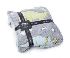 CityComfort Coperta Pile da Bambino, Plaid Dinosauri, Coperta Che Si Illumina al Buio per Bambini 150 x 120 cm