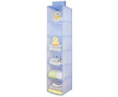 mDesign Armadio pensile Realizzato in Fibra Sintetica – Armadio per Bambini a Sei Scomparti – Pensile in Tessuto per Coperte, Pannolini e Abbigliamento per Bambini – Blu