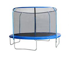 EUGAD Trampolino Elastico da Giardino Esterni Mini Trampolino da Gioco per Bambini con Rete di Sicurezza e Tappeto Elastico 240cm Blu 0003BC