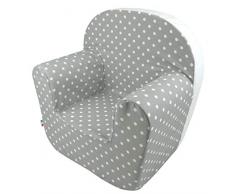 Babysanity® Poltroncina Bimbi Rivestimento 100% Cotone Sfoderabile Imbottitura Alta Intensità Migliorata Poltrona per Bambini Comoda Leggera Ideale per Cameretta -Made in Italy- (Pois Grigio)