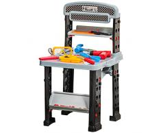 homcom Banco da Lavoro Giocattolo da 79 Pezzi, Gioco Educativo per Bambini da 3 Anni con Mensole, Trapano Funzionante e Attrezzi