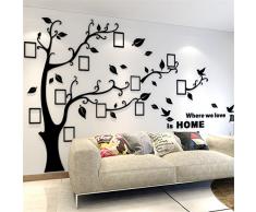 3D Albero Adesivi, Fai da te Albero Adesivo da Parete Murali Cornici per Foto Sticker Decorazioni per Soggiorno, Asili Nido, Bambini Stanze, Camera da Letto(Adesivo Nero Destra,L: 175 * 230CM)