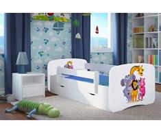 Wonderhome24 Bianco Lettino con Materasso e stoccaggio Inclusi. Kids Junior Letto per Bambini, Animali, Cars, 9. Zoo, 160x80