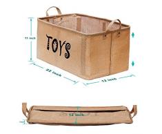 Gimars Cesto Contenitore per Giocattoli Organizer Scatola Porta Oggetti Versatile Senza Coperchio Misura Grande 22 Pollici Fatto in Iuta