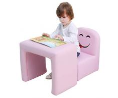 Emall Life Set tavolo e sedia multifunzionale per bambini, diventa una poltrona per bambini con divertente sorriso per maschietti e femminucce(rosa)