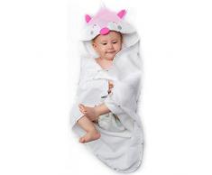 Sweety Fox Asciugamano Neonati - 100% Spugna di Cotone Bio, Certificato OEKO TEX - Accappatoio neonato 70x70 cm, 0-12 Mesi - Rosa