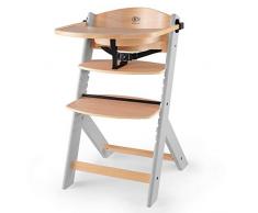 kk Kinderkraft Seggiolone Pappa in Legno ENOCK, Evolutivo, Multifunzionale, Sedia Ergonomica, Altezza Regolabile, Facile da Pulire, dai 6 Mesi ai 10 Anni, Grigio