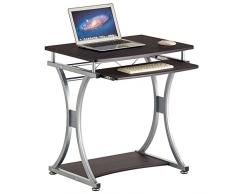 BAKAJI Scrivania con Portatastiera Estraibile e Ripiano Tavolo da Lavoro Porta Pc Computer in Metallo e Legno MDF Arredamento Casa Ufficio Cameretta Design Moderno Compatta Colore Brown