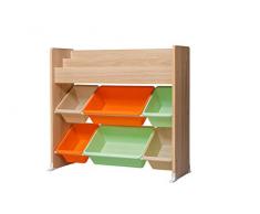 Iris Ohyama, Armadio a 2 livelli/Libreria per bambini/Scaffali per bambini Giocattolo/Armadio per bambini, Design, Sala giochi, scuola - Kids Toy Rack - ETHR-26 - Marrone chiaro