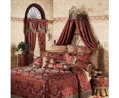 FREF Letto a baldacchino Principessa,Europeo retrò reticolato Tende in Ferro battuto testiera Matrimonio Tenda Telaio zanzariera-Rosso