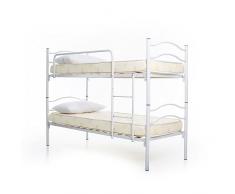 DOLCI SOGNI Letto a Castello per Adulti e Bambini Bianco, Scomponibile in 2 Letti Singoli, Altezza 150 cm, Letti a Castello con Rete Letto Singolo 80x190, Materasso Singolo 80x190, Cuscini Omaggio