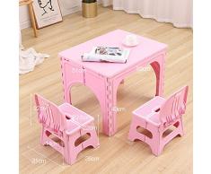 Set per Tavolo e Sedia Pieghevole per Bambini, scrivania in plastica per Bambini, tavolino Portatile per Esterno, Rosa