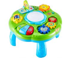 HERSITY Tavolo Musicale Bambini con Luci e Suoni Giocattoli, Tavolo Attivita Bambini Giocattoli Educativi Interattivo Regalo per Neonati 18+ Mesi Bimbi Bambina 1 Anno