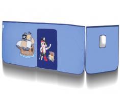 SixBros. Letto rialzato Letto a soppalco Pirata cameretta Bambino con Scivolo Pino Massiccio Verniciato/Naturale - Blu - SHB/78/1033