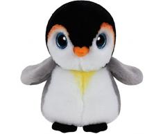 Ty - Peluche, Beanie Babies, Pinguino, Pongo, Bianco e Grigio, Cucciolo con occhi azzurri glitter, Il peluche con gli occhi scintillanti, 15 Cm, T42121