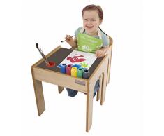Little Helper - Set Tavolo con Sedia FunStation Originale, Piano di Lavoro a Lavagna e Porta Penne/Pennelli, per Bambini ai Primi Passi, in Legno