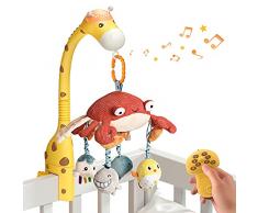 tumama Baby Musical Culla Culla Giraffa Telecomando mobile con specchio Animali morbidi Giocattoli appesi Luci Ninna nanna Proiettore rotante Dormire