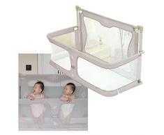 3 in 1 Culla 120x50cm,Lettini Convertibili,Lettino Cosleeping,Lettino Pieghevole,Altezza Regolabile,Lettino da Campeggio,Next To Me (Color : Creamy-White, Size : 120x50cm)