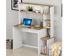 HOMIDEA OLIVIA Scrivania per Computer - Tavolo da Lavoro con ripiani con anta dal design moderno per ufficio soggiorno o la cameretta dei bambini (Olivia - Bianco)