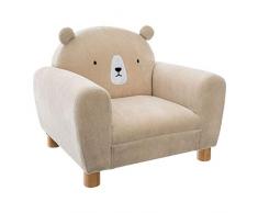 Poltrona per bambini a forma di animale con orecchie d orso, beige