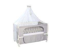 roba Lettino per Neonati Co-Sleeping Little Stars, 60 x 120 cm, Biancheria per Lettino Inclusa, Motivo con Stelline, Altezza Regolabile, Legno Laccato Bianco e Grigio