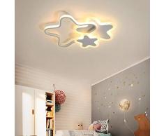 Plafoniera led Dimmerabile con telecomando, Lampada da Soffitto per Bambino Ragazzo Ragazza Cameretta Soggiorno Cucina Bagno, Moderno Stella Design Lampadario Paralume in Acrilico Ø52*H6cm (Bianca)