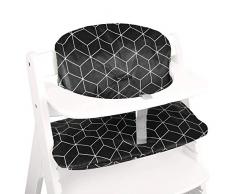 Ukje-Cuscino per Seggiolone Pappa Hauck Set di 2 Cuscini Schienale e Seduta Tessuto Plastificato Comodo e Facile da Pulire Imbottitura Cuscini in Cotone Oeko tex Nero Geometrico