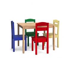 DREAMADE Set di 5 Pezzi Tavolino con 4 Sedie per Bambini in MDF, Vari Colori (medello 1)