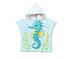 Chickwin Asciugamano Poncho Bambino, Cartone Animato Poncho Mare Bambino Telo Mare con Cappuccio Super Assorbente Asciugatura Rapida da Bagno Accappatoio Poncho per Bambini 2-8 anni